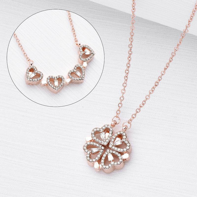 Four-Leaf Clover Hearts Necklace